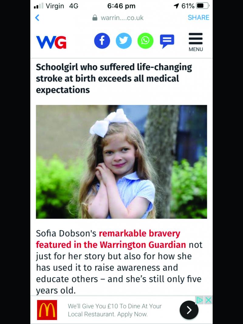 Sofia-Rose in a newspaper article