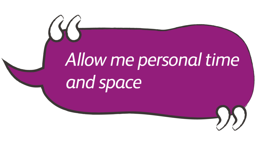 Pupil charter quote "Allow me personal time and space".
