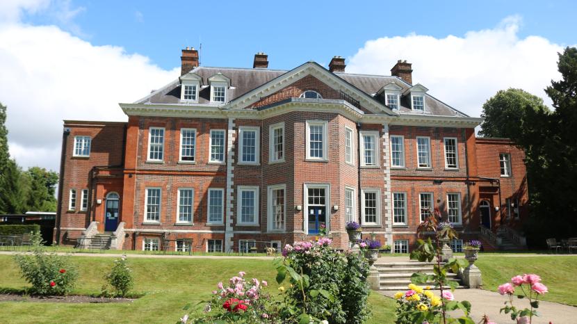 Tadworth Court mansion in the summer